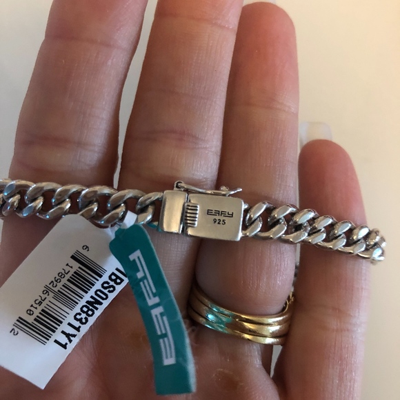 EFFY STERLING SILVER & BLACK SAPPHIRE BAR BRACELET - Picture 6 of 7